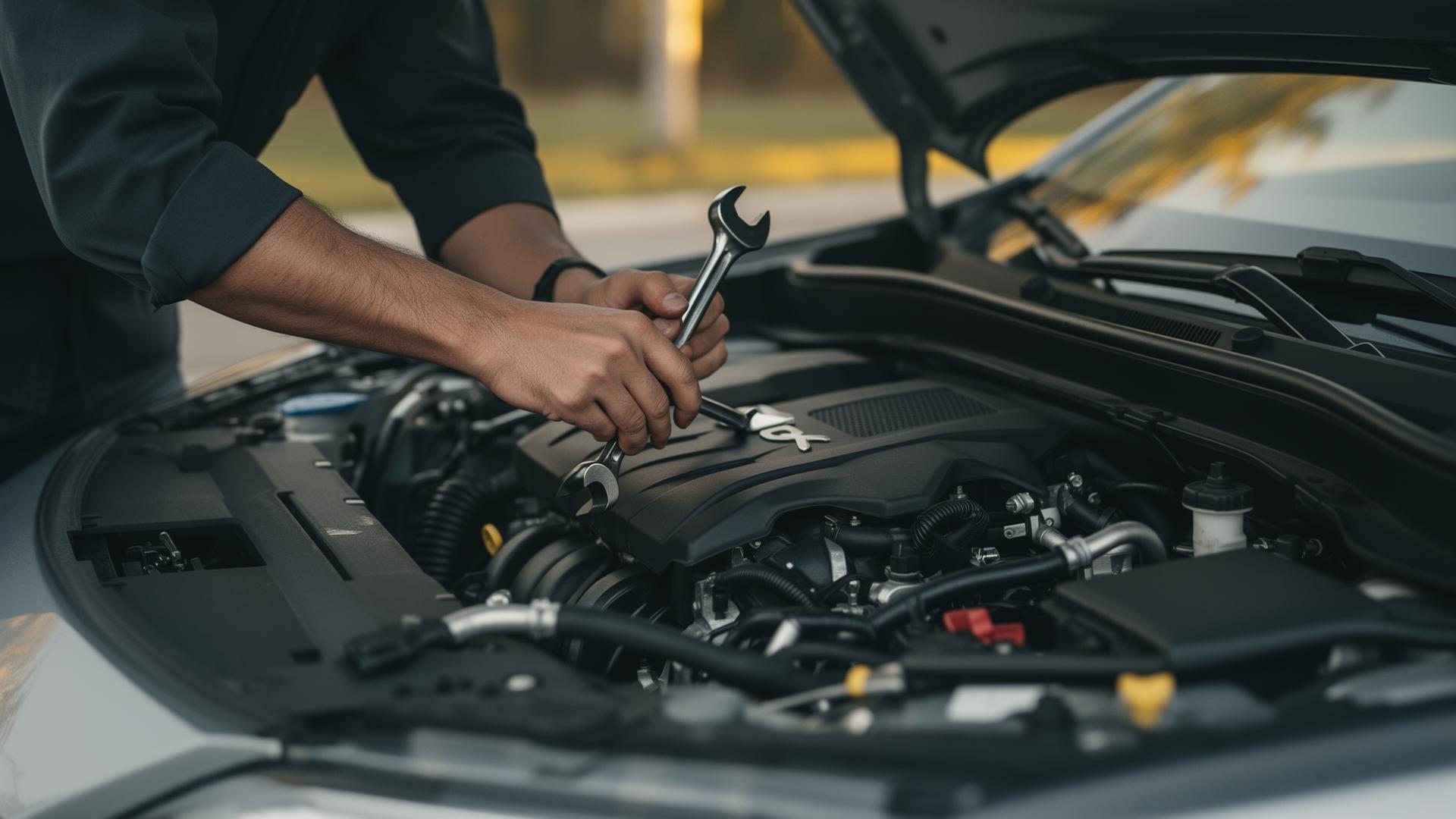 Monteur werkt aan automotor